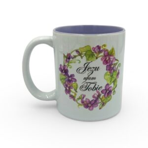 Kubek Jezu ufam Tobie z fiołkami